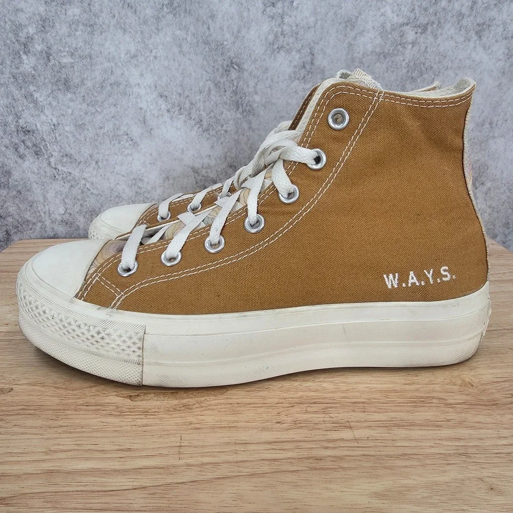 Converse Chuck Taylor All Star Lift Platform Sneaker Womens 8.5 Custom Brown WAY
